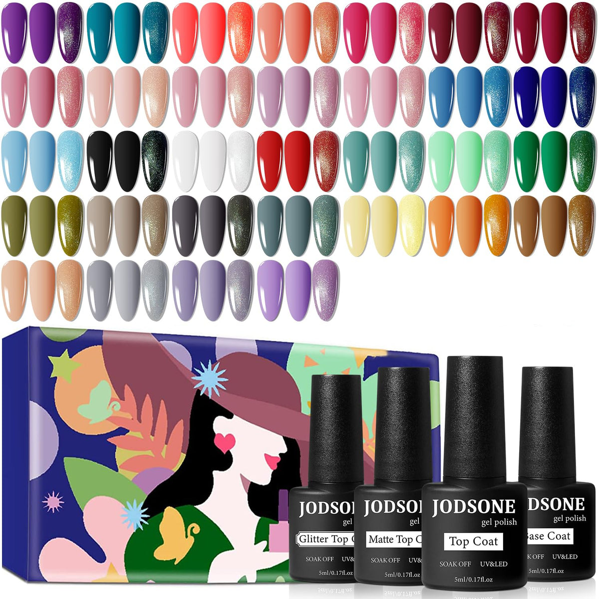 Conjunto JODSONE de esmaltes gel con 32 colores para looks versátiles.