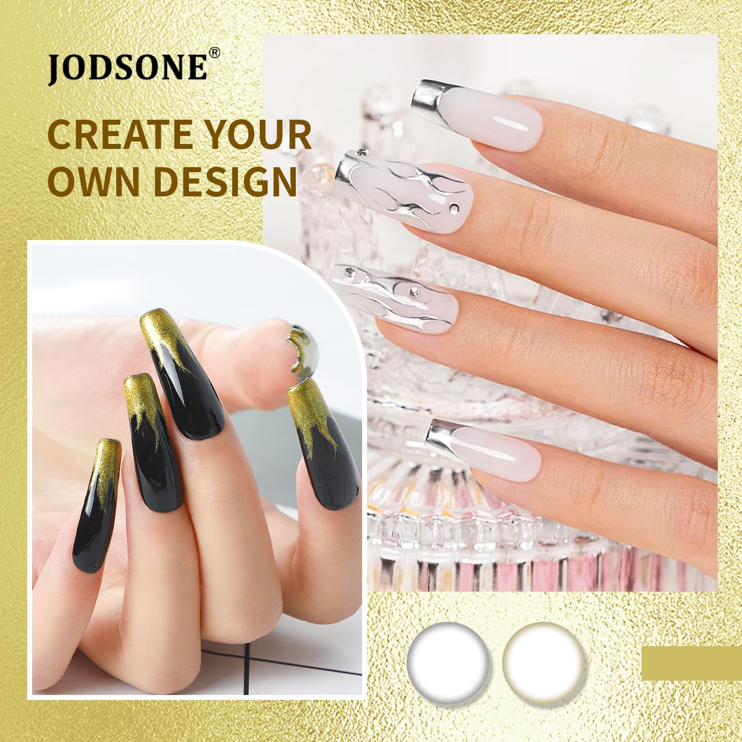 Jodsone delineador gel plata espejo ofrece efecto cromado duradero para uñas