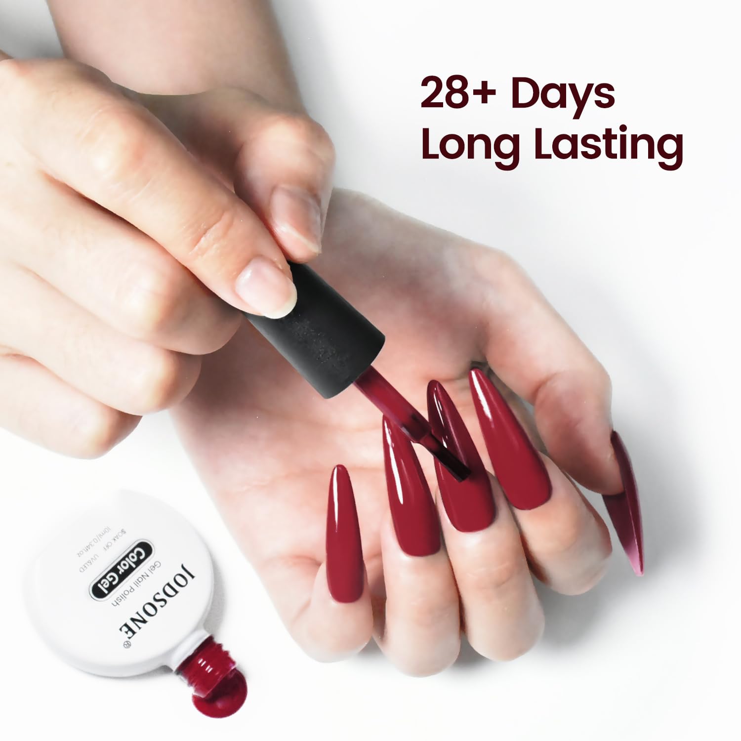 Durabilidad de 28 días con gel de jodsone para uñas resistentes.