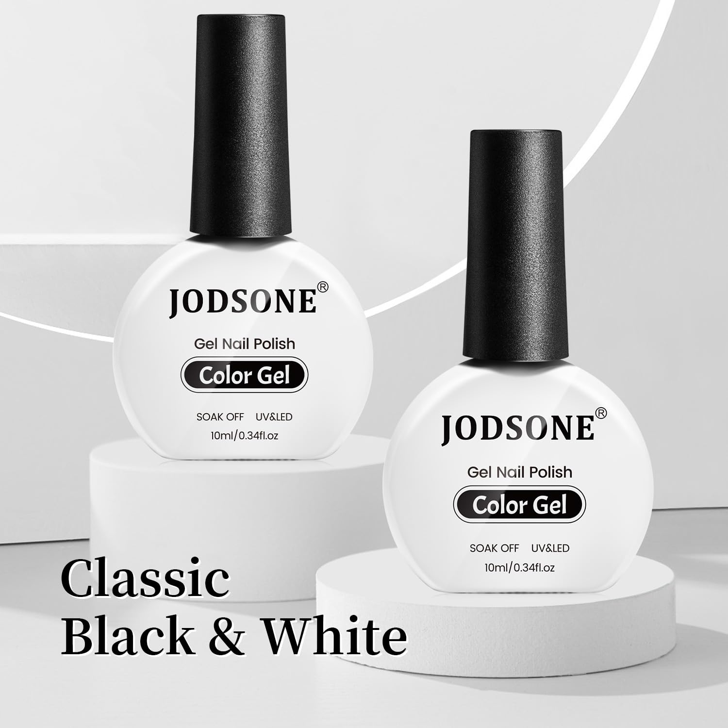 Esmalte gel negro JODSONE 10 ml, color intenso y cobertura uniforme.