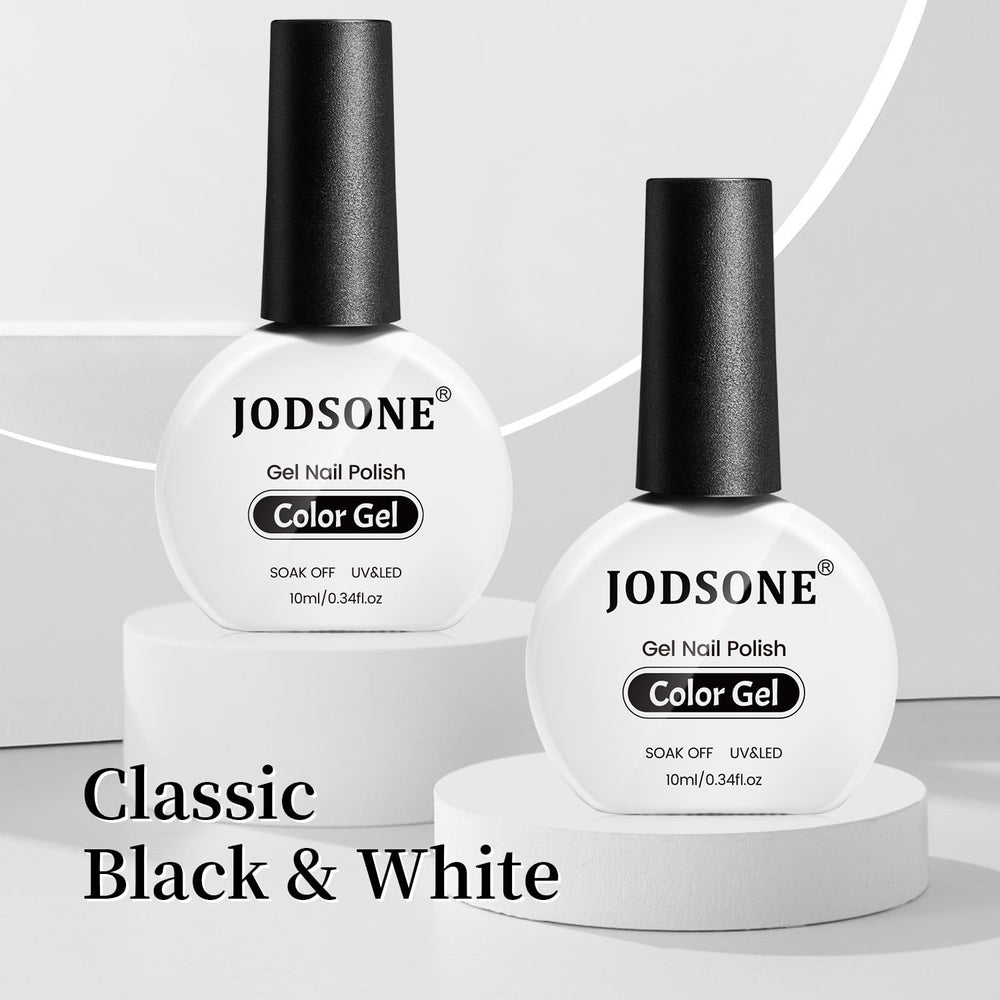 Esmalte gel negro JODSONE 10 ml, color intenso y cobertura uniforme.