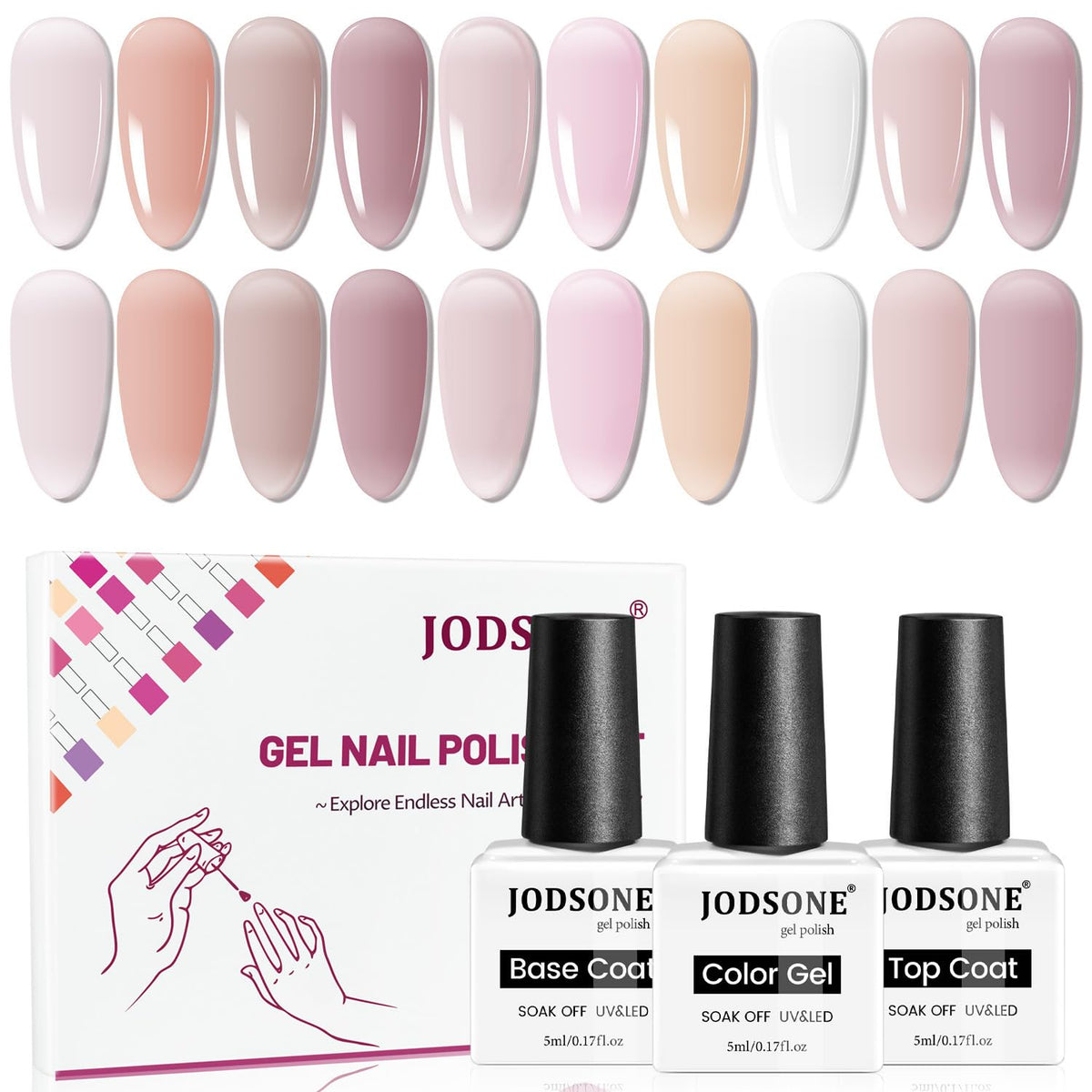 Esmalte gel JODSONE: set de 12 piezas para manicura en casa.