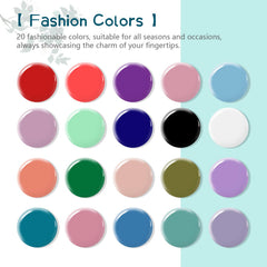 Esmaltes coloridos JODSONE en 20 tonos versátiles.