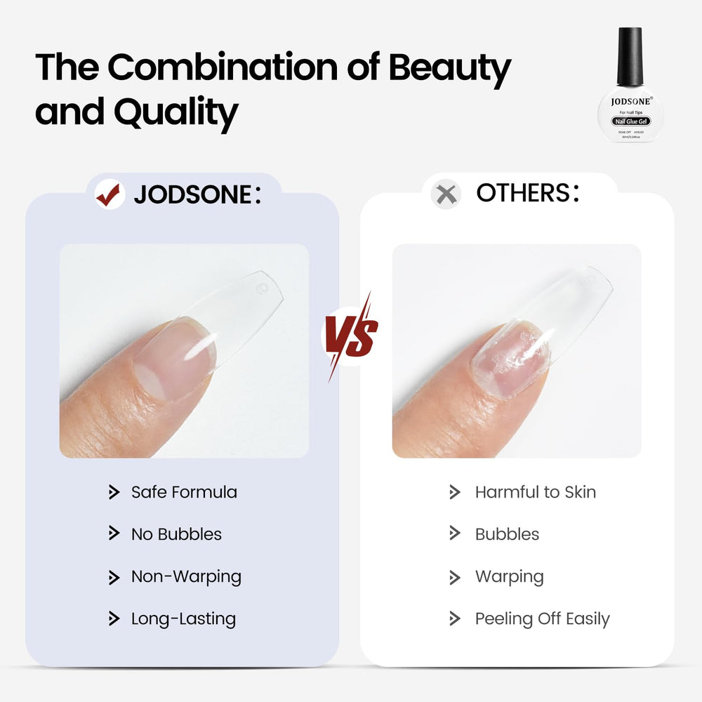 Fórmula suave de JODSONE con menos olor para uñas cómodas.