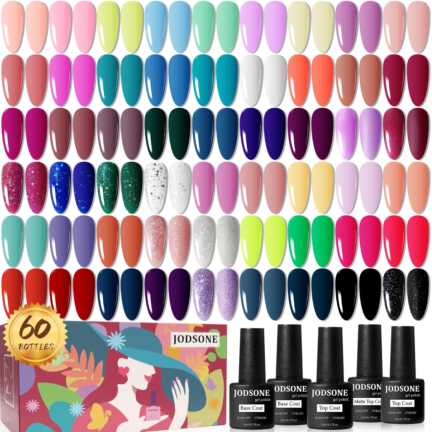 Conjunto JODSONE: 55 colores en gel para uñas, estilo variado.