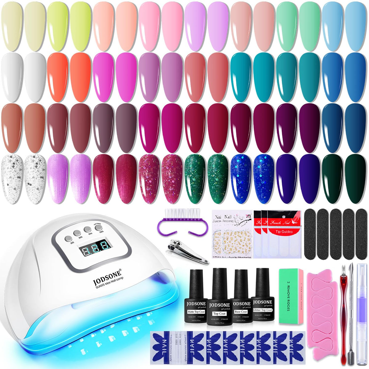 Kit JODSONE avec 32 vernis gel et lampe UV pour manucure à domicile