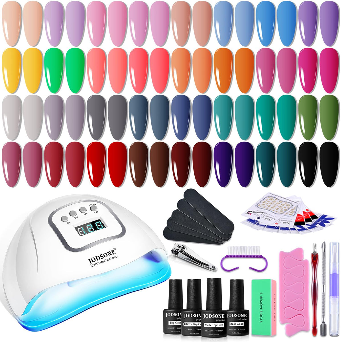 Kit JODSONE vernis gel 32 couleurs pour des manucures variées et durables.