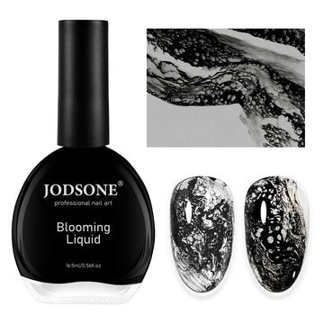 Jodsone ola floreciente negra sobre gel, ideal para arte de uñas.