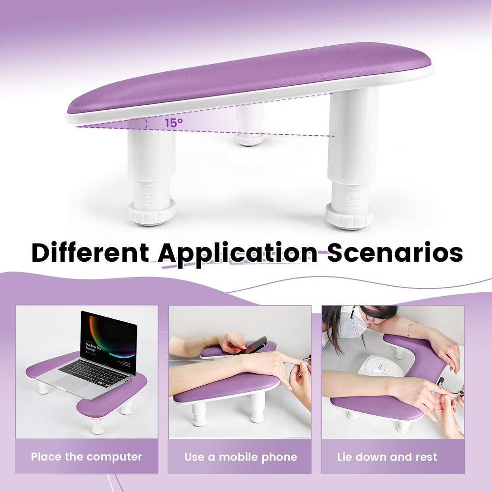 Reposabrazos ajustable de tres alturas de JODSONE para adaptar sesiones.