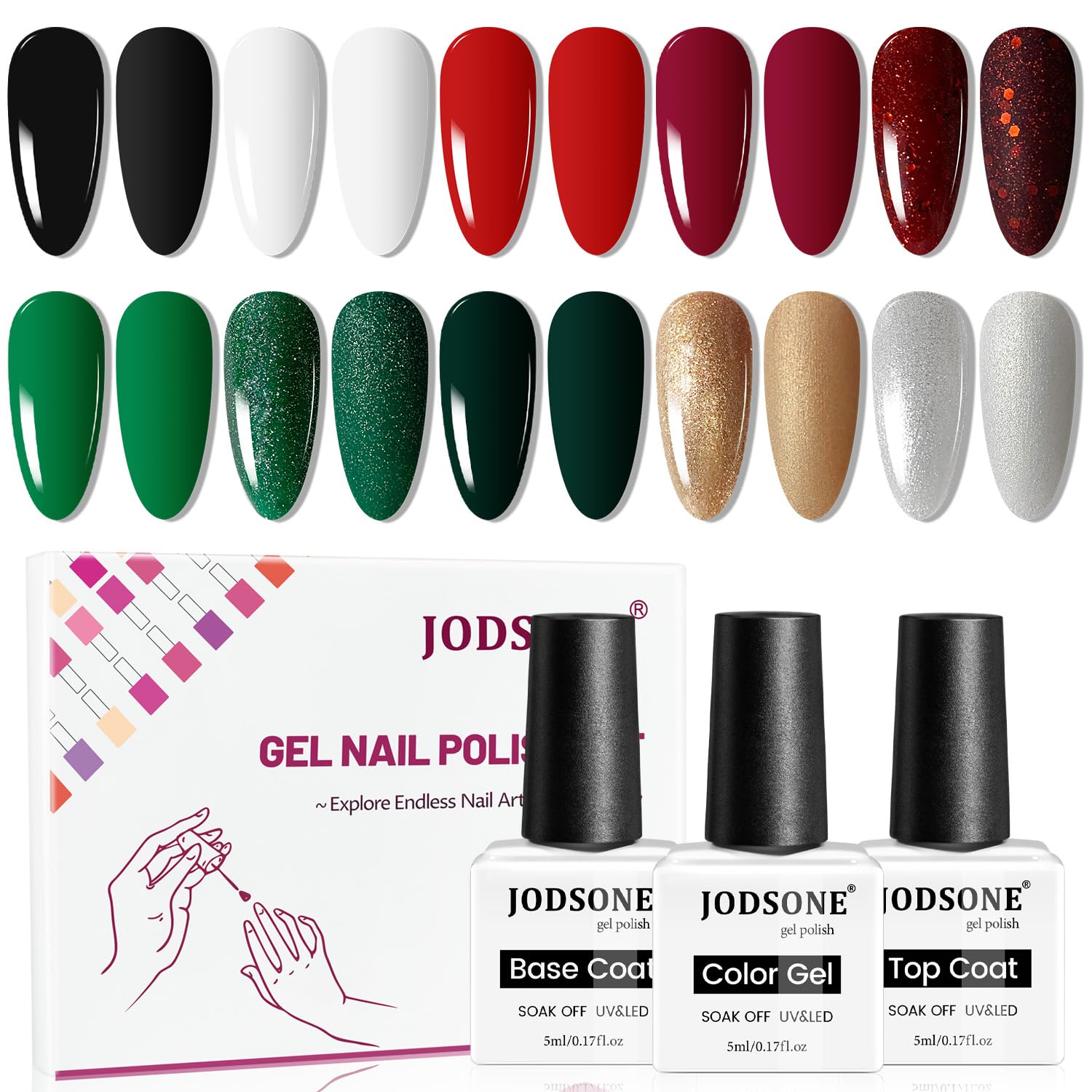 JODSONE set gel esmaltes: 10 colores para uñas en casa