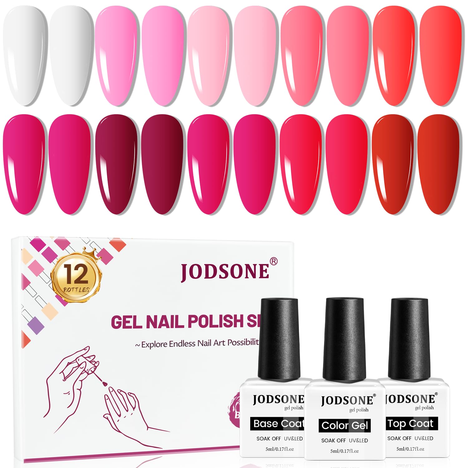JODSONE set de geles para uñas con colores brillantes para acabados deslumbrantes