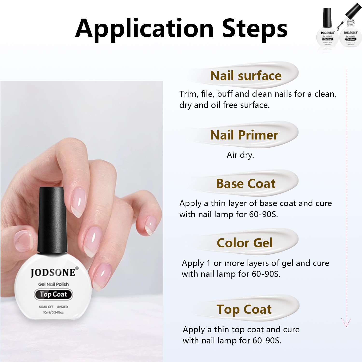 JODSONE acabado brillante profesional que realza el color de uñas.