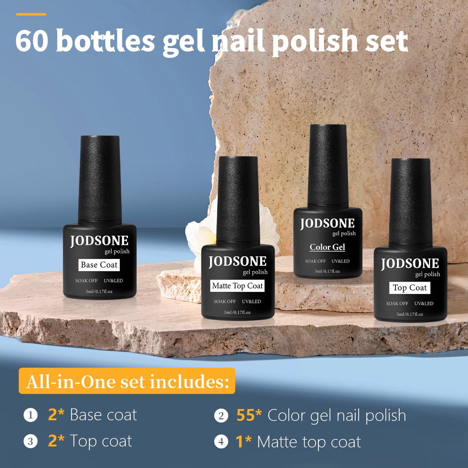 Bouteilles JODSONE gel 5 ml, teintes riches pour manucure rapide