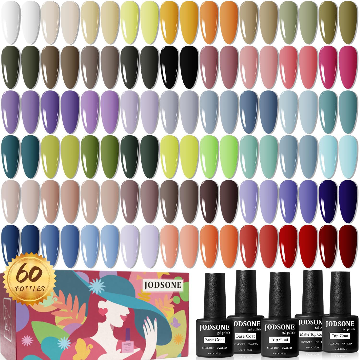 Coffret JODSONE vernis gel 60 pièces avec couleurs variées