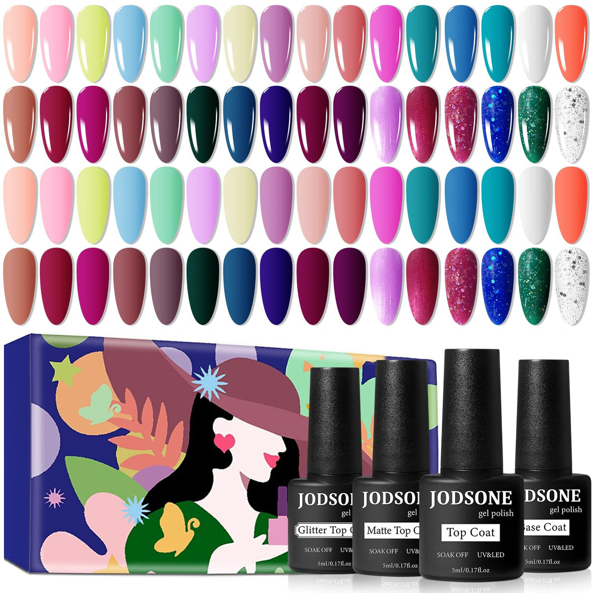 JODSONE: paleta de esmaltes gel de 32 colores para uñas brillantes