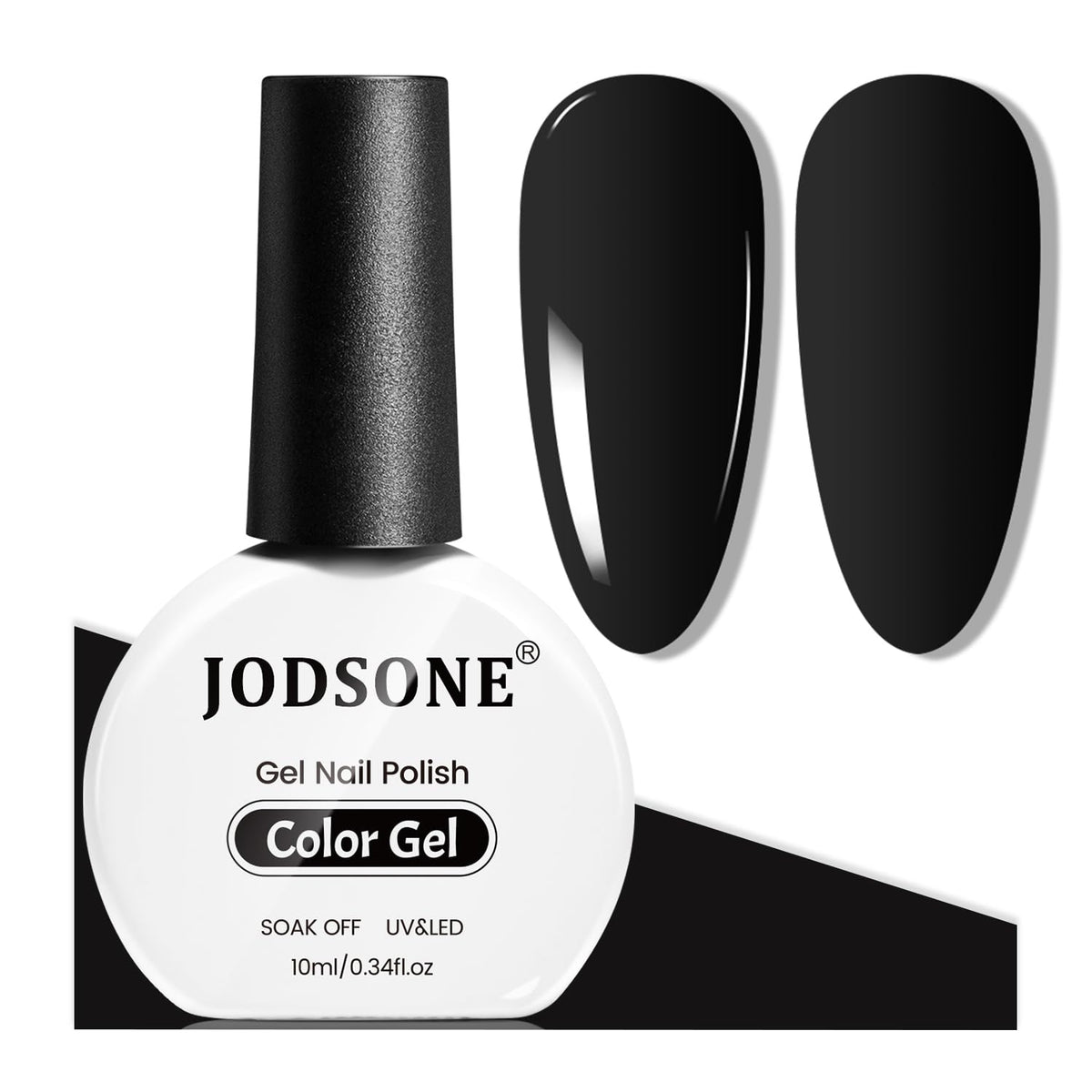 JODSONE esmalte gel negro 10ml en botella, acabado intenso y elegante