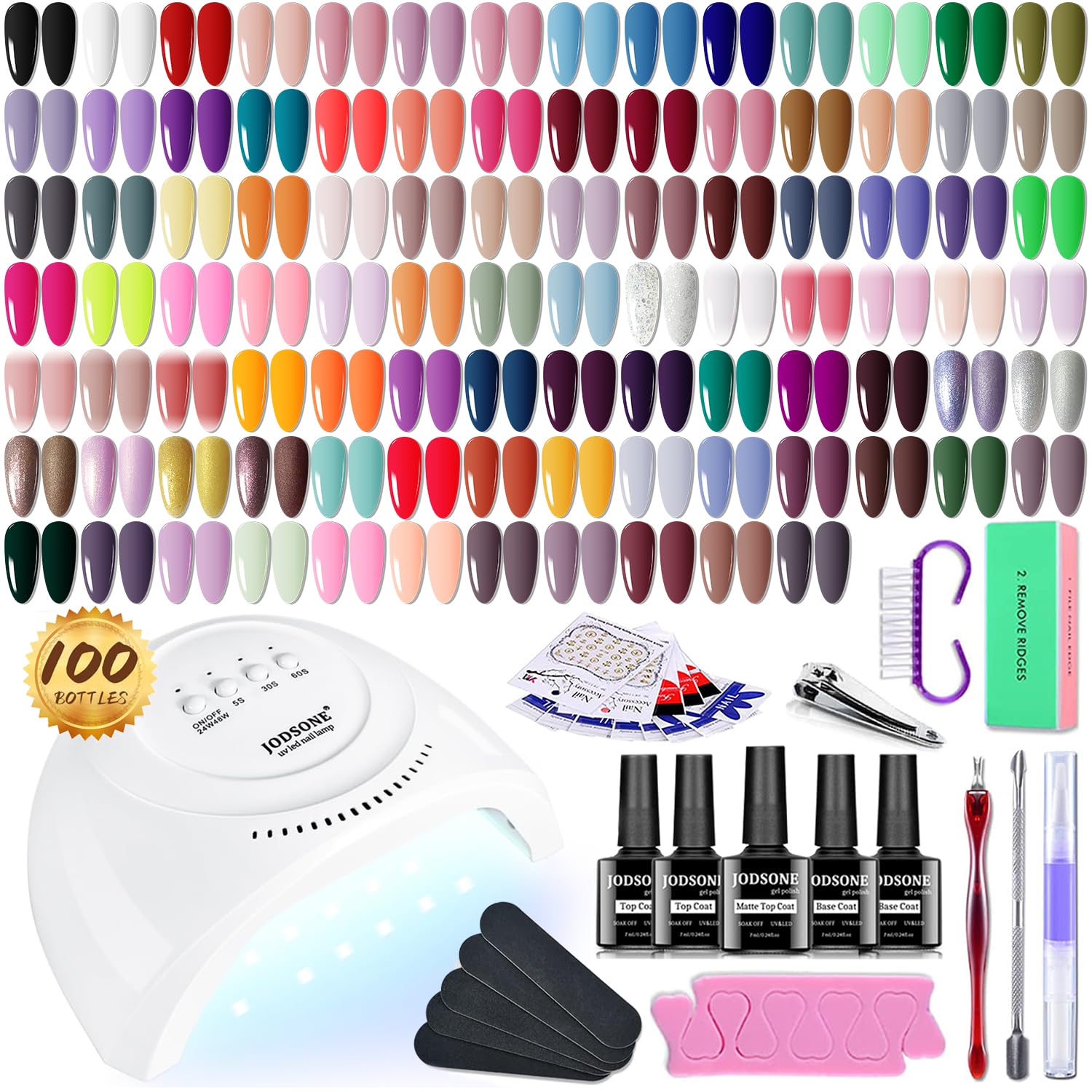 JODSONE kit-vernis-gel 95 bouteilles, palette variée pour looks maison faciles.