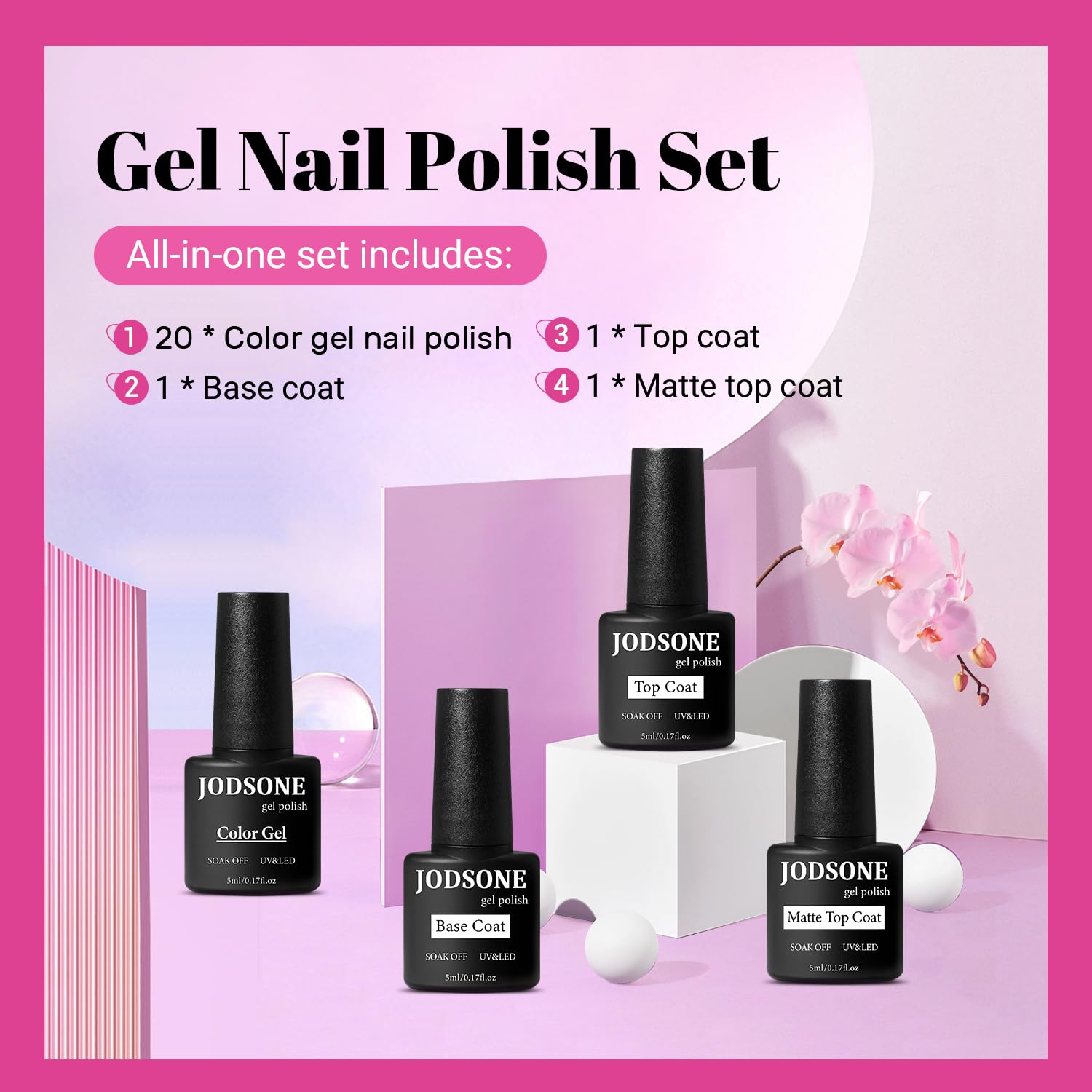 JODSONE matte top coat bottle for chic velvety finishes