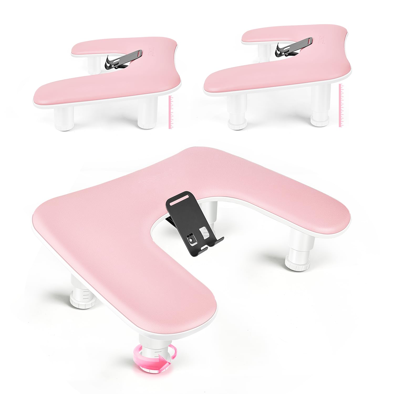 JODSONE reposamuñecas U rosa con rotación 360°, ideal para ver el teléfono durante la manicura.