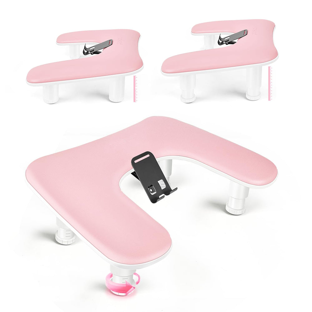 JODSONE reposamuñecas U rosa con rotación 360°, ideal para ver el teléfono durante la manicura.