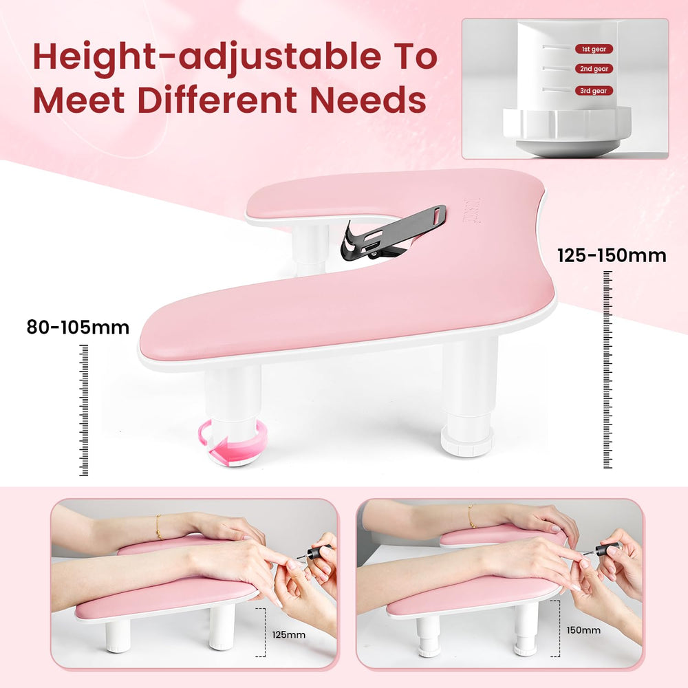 JODSONE reposamuñecas rosa con soporte de teléfono 360°, permite maniobras con manos libres.