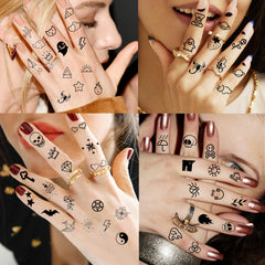 JOEHAPY tatuajes temporales luna sol ancla para looks rápidos en eventos.