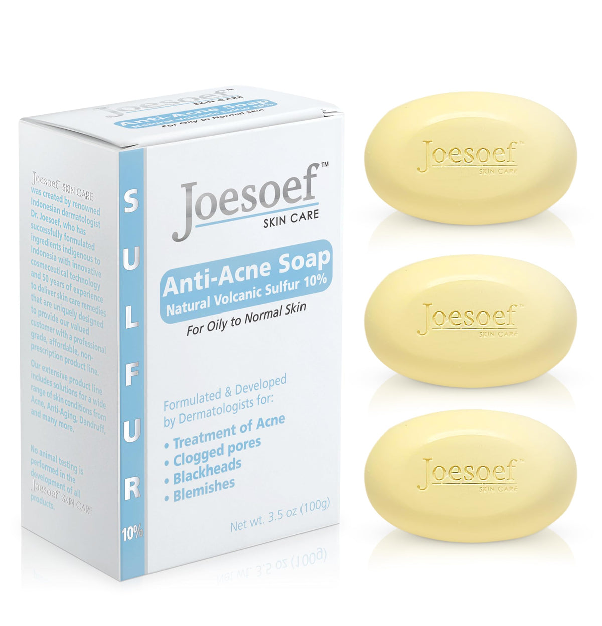 Joesoef Skin Care Jabón antiacné volcánico 10% para piel grasa, limpieza profunda.