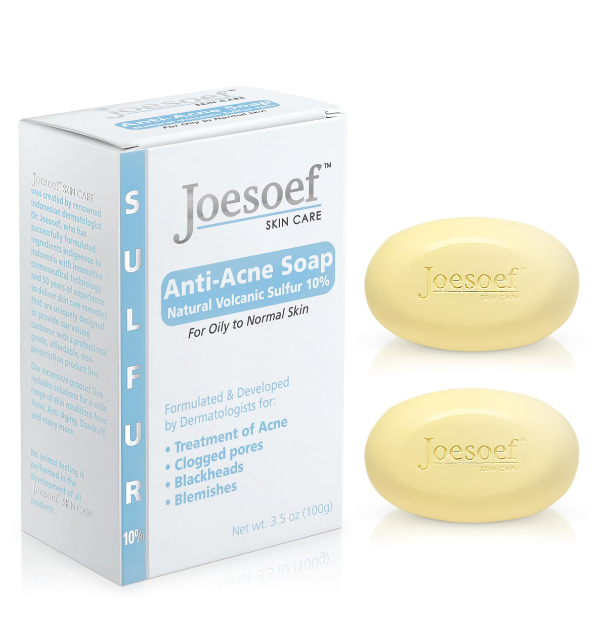 JOESOEF SKIN CARE sabón de azufre con salicílico, limpieza profunda para poros y piel propensa al acné.