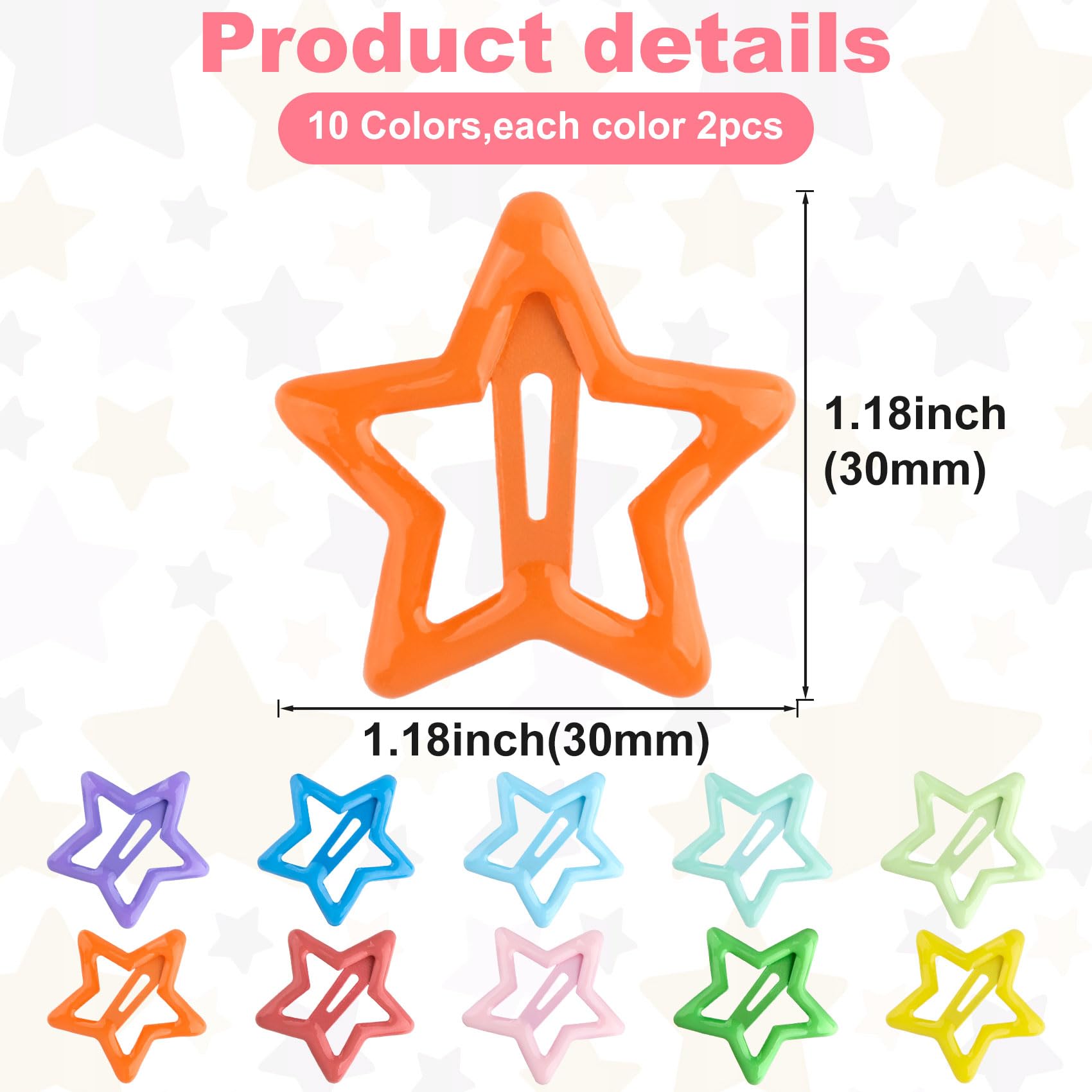 Joez Wonderful clip estrella multicolor ideal para trenzas y coletas decorativas.