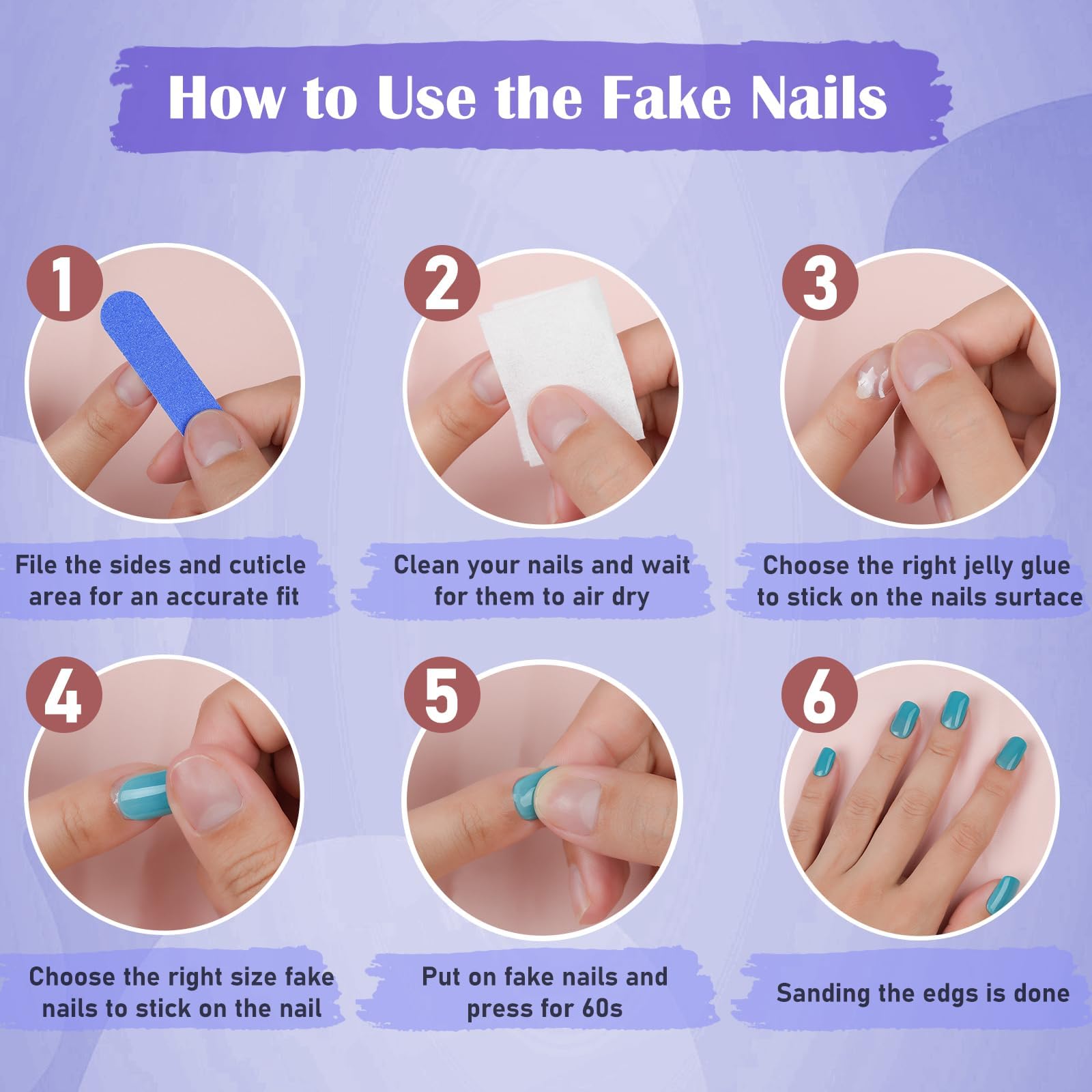 Contenido del kit de Jofay Fashion con uñas postizas y herramientas esenciales