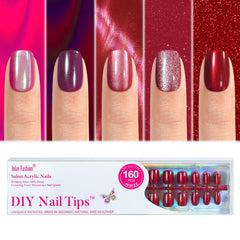 Ongles collants à effet œil de chat rouge Jofay Fashion, look salon rapide.