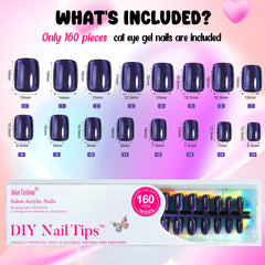 Uñas para eventos, forma cuadrada y ojo de gato para bodas y fiestas.