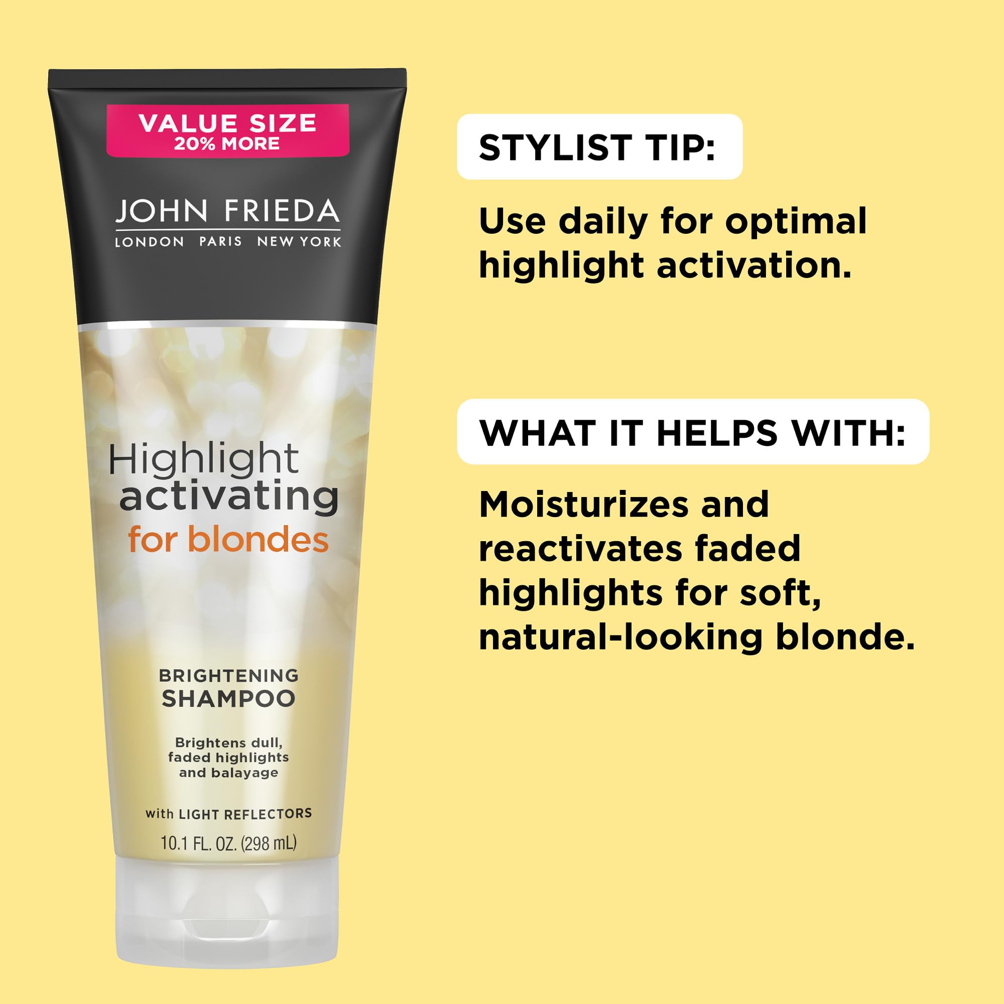Champú activador de reflejos John Frieda, cabello rubio iluminado y brillo