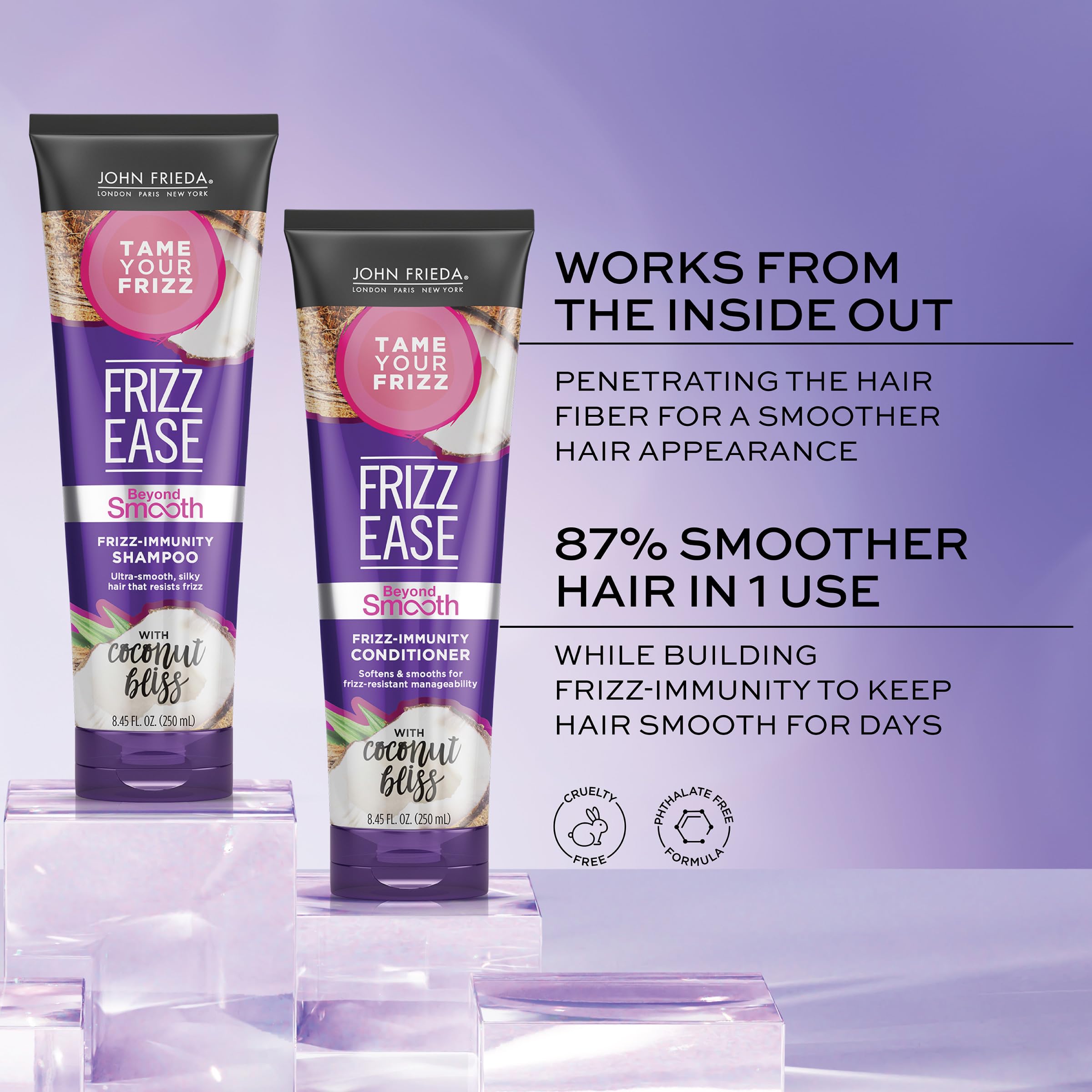 John Frieda Frizz Ease Beyond Smooth Pack dúo sin silicona con aceite de coco