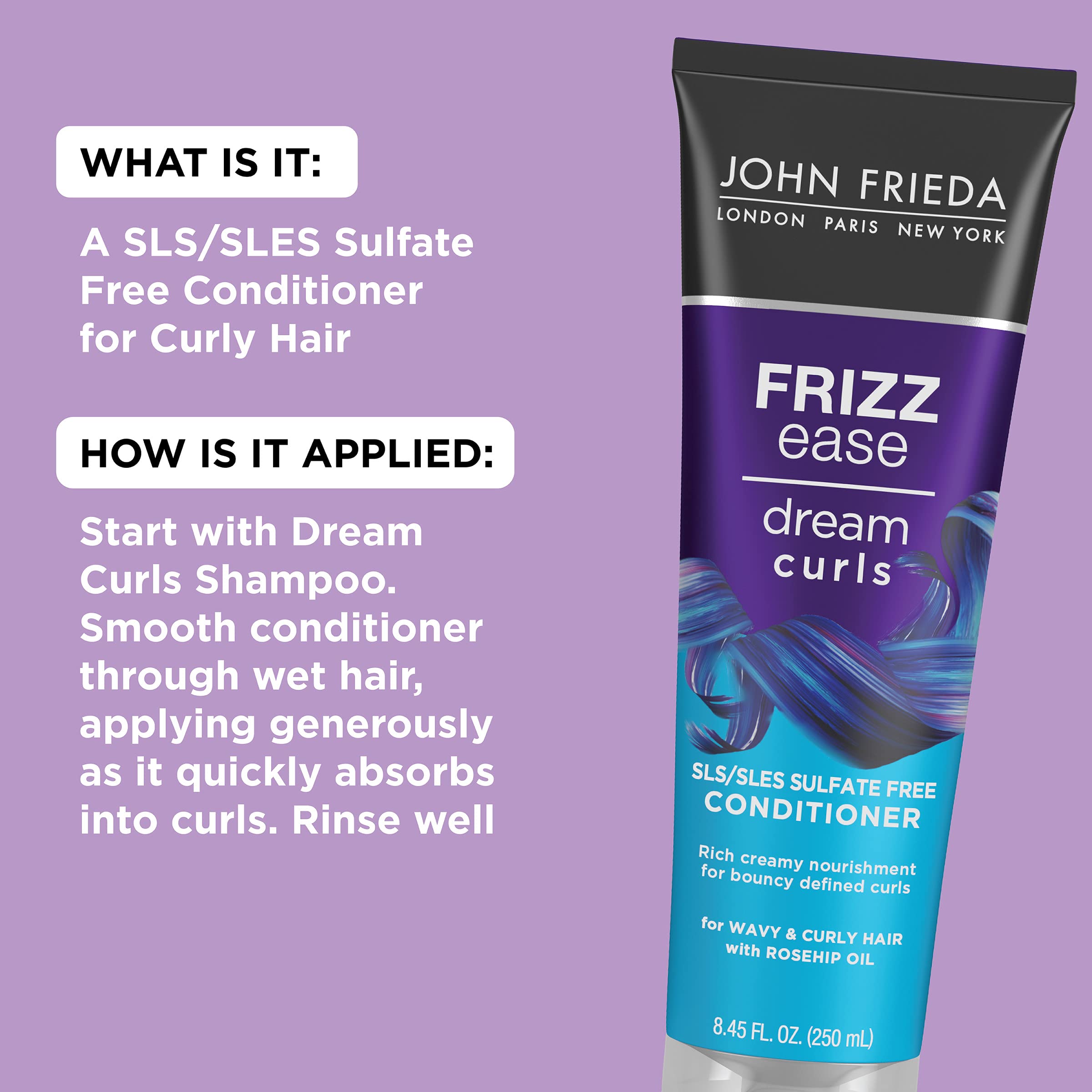 John Frieda Dream Curls sin parabenos y sulfatos mejora la textura.