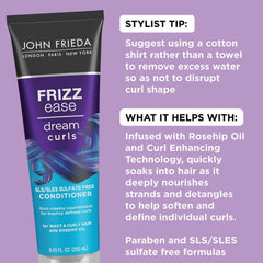 Con Dream Curls, aplicación suave para desenredar y rizos definidos.