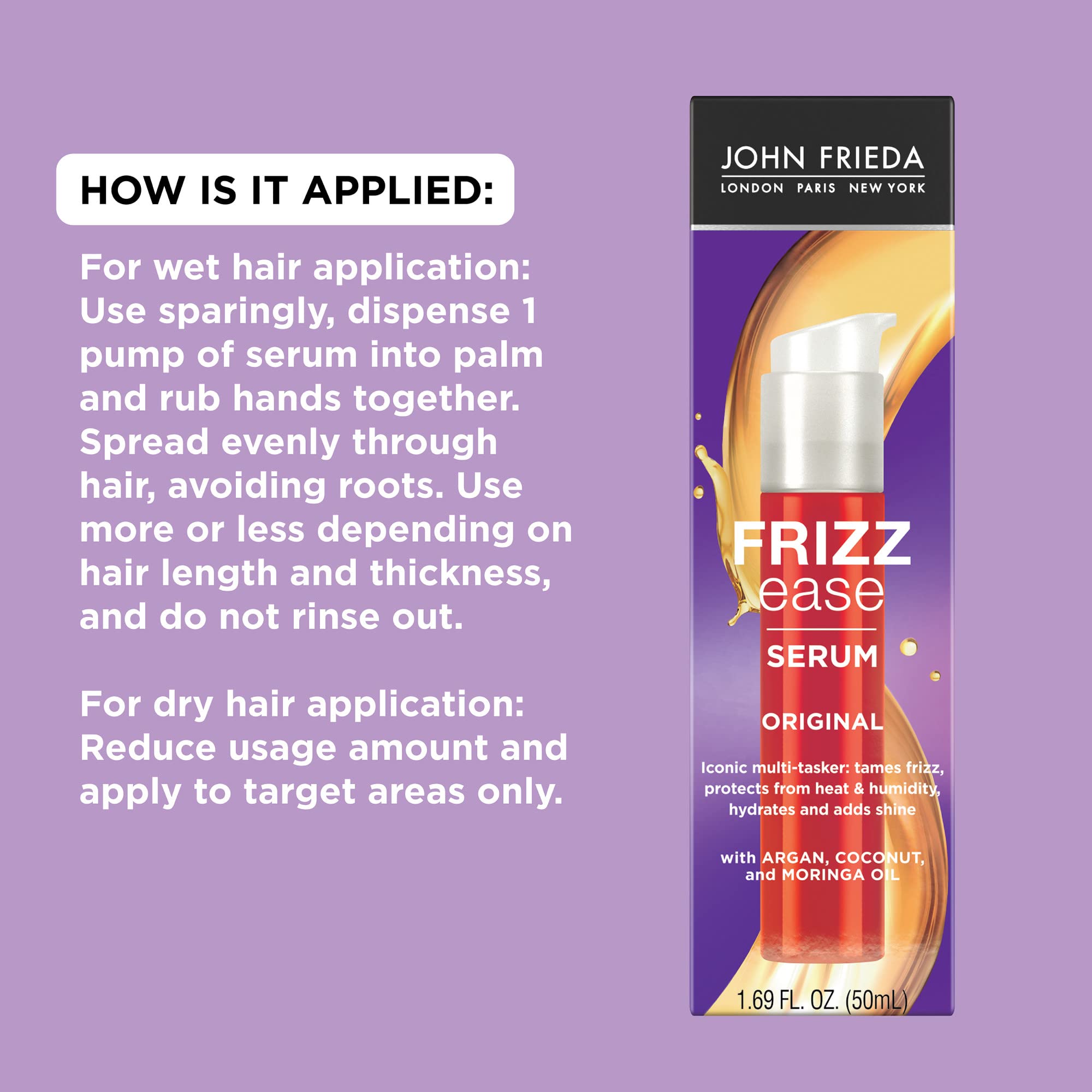 Sleek packaging ideal for travel with Frizz Ease Serum