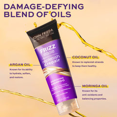 John Frieda Frizz Ease Replenish & Repair: etiqueta de ingredientes para cuidado intensivo y brillo.