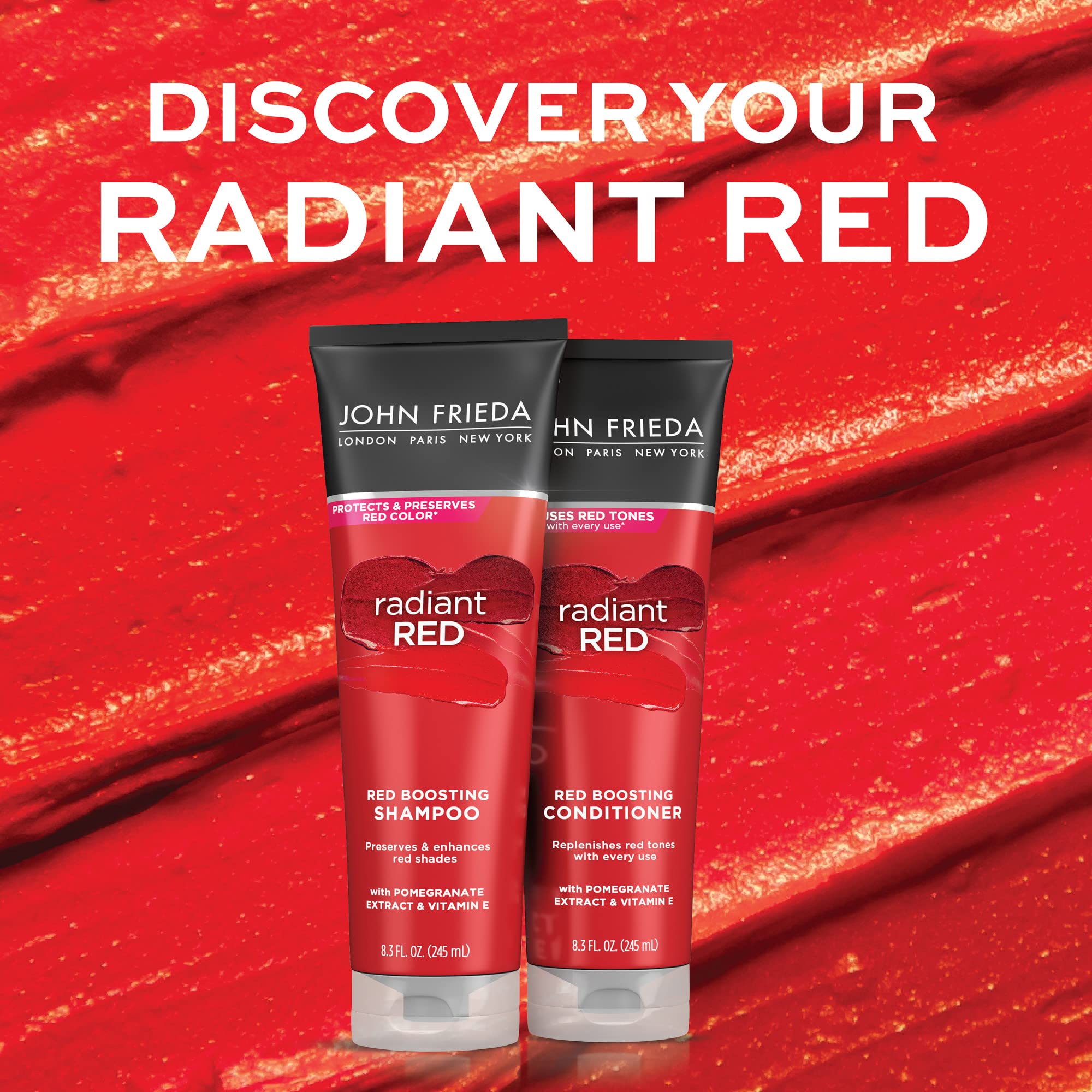 Radiant Red conditioner being applied, highlighting hydration and fade protection