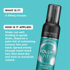 John Frieda Volume Lift con tecnología Air-Silk ofrece consistencia ligera y flexibilidad.