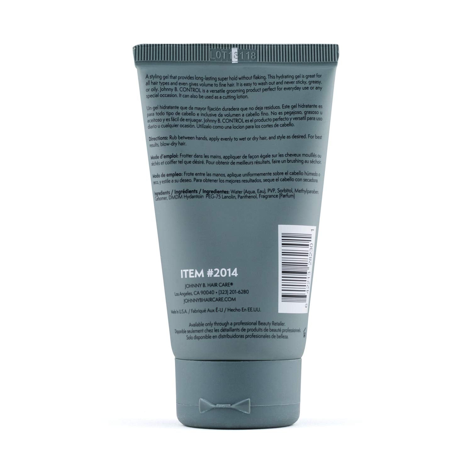 JOHNNY B. Control Gel con textura densa para definición y control sin apelmazar.