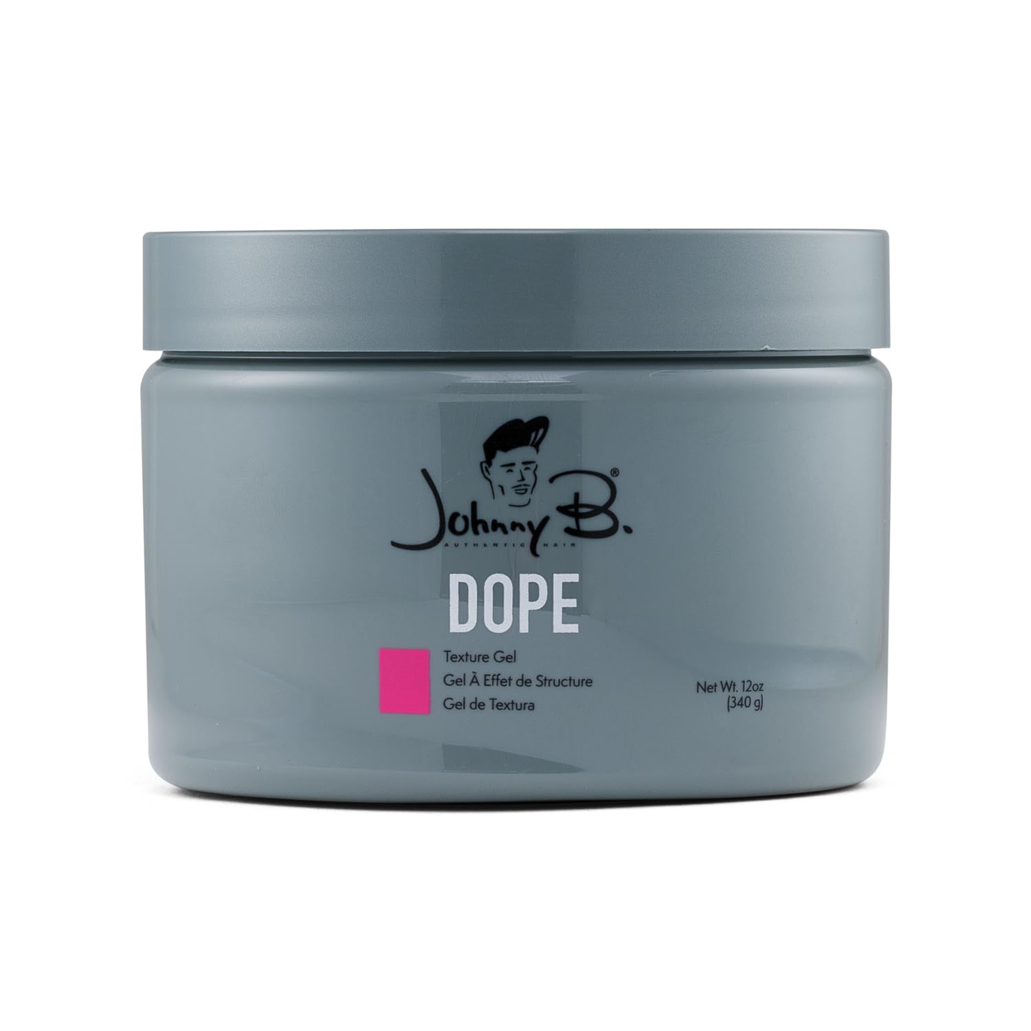 Gel de coiffure JOHNNY B. Dope Texture Gel – bouteille 12 oz prête pour un coiffage durable sans croquant.