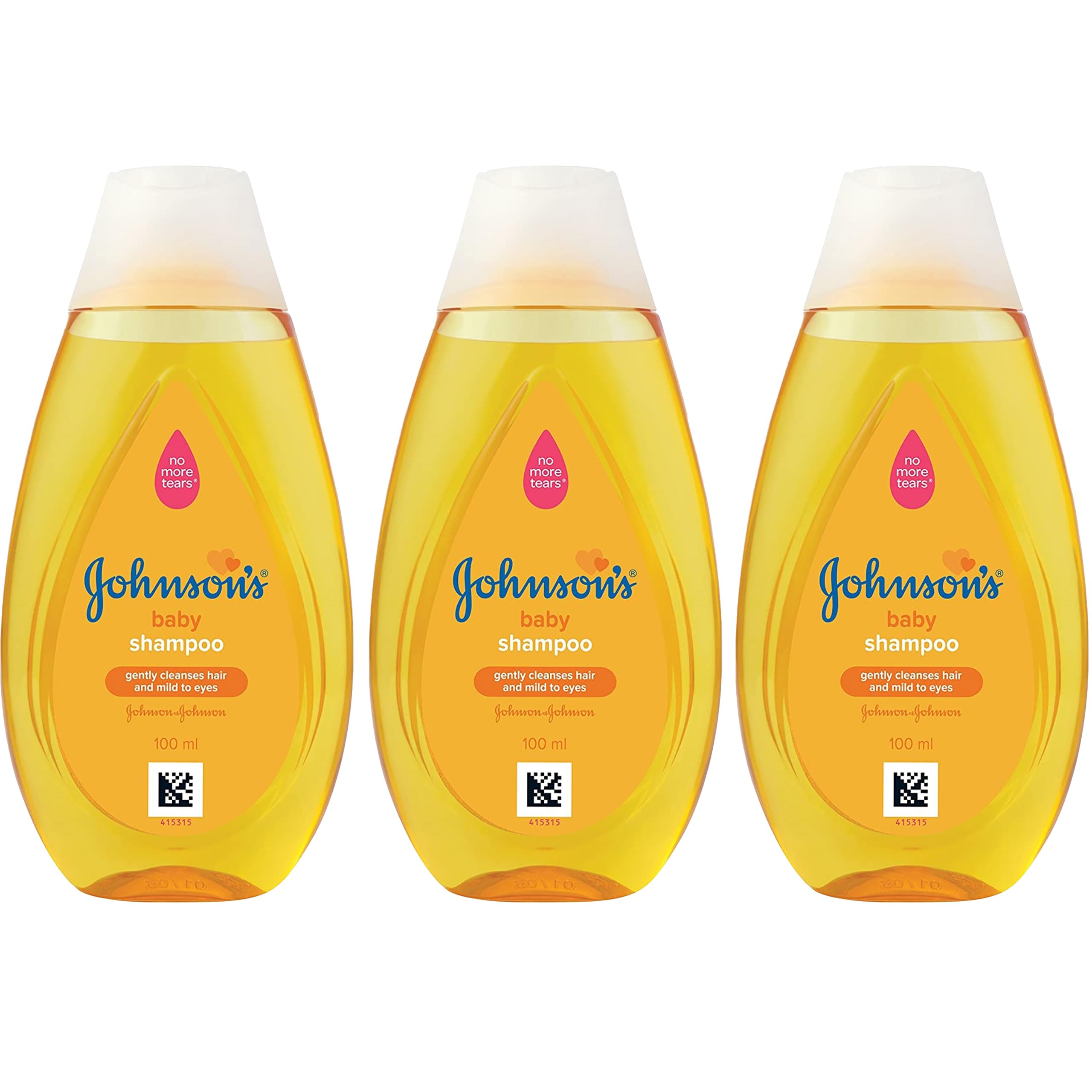 Johnson's Bebe champú de viaje, envase triple pack, limpieza suave para cabello y cuero cabelludo sensible.