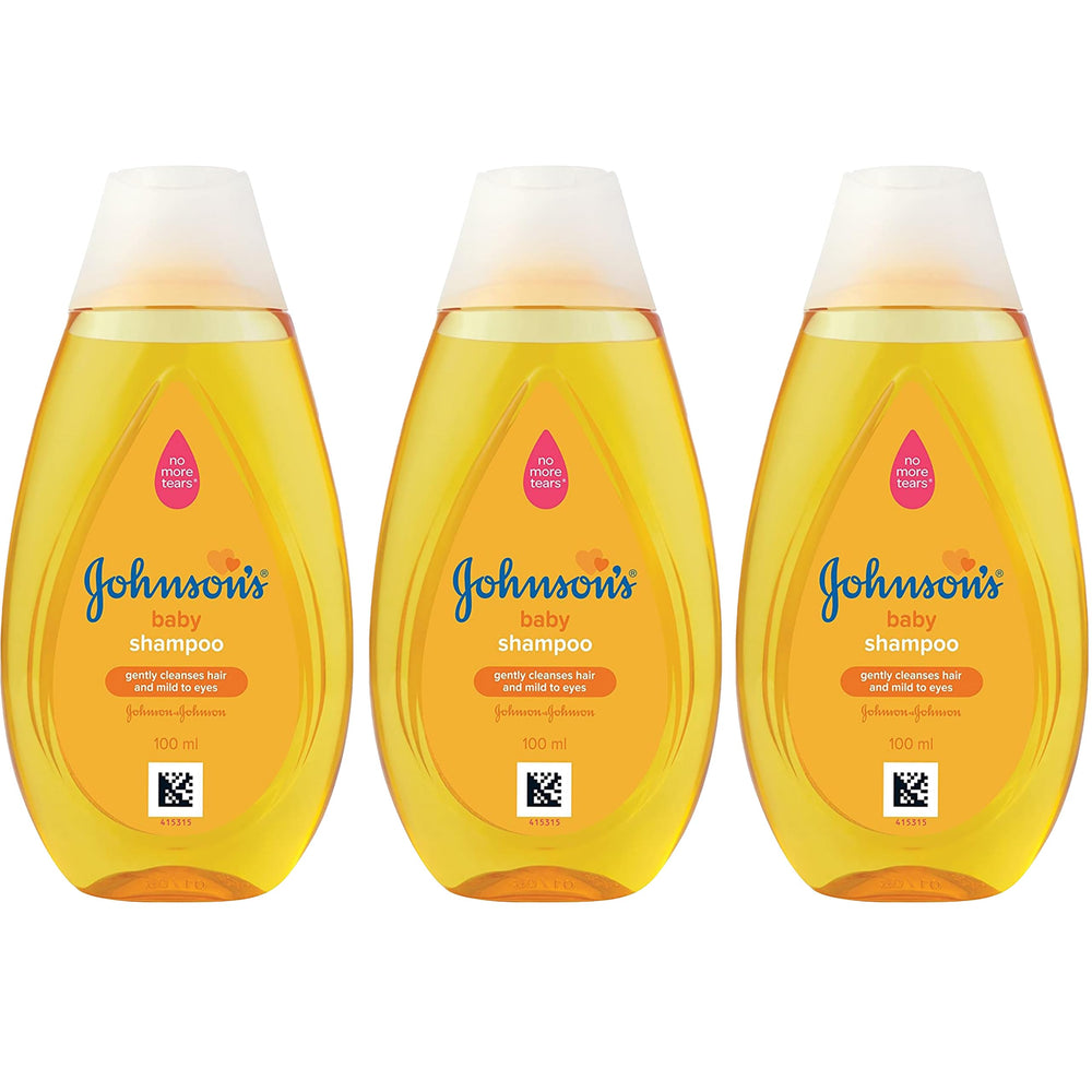 Johnson's Bebe champú de viaje, envase triple pack, limpieza suave para cabello y cuero cabelludo sensible.
