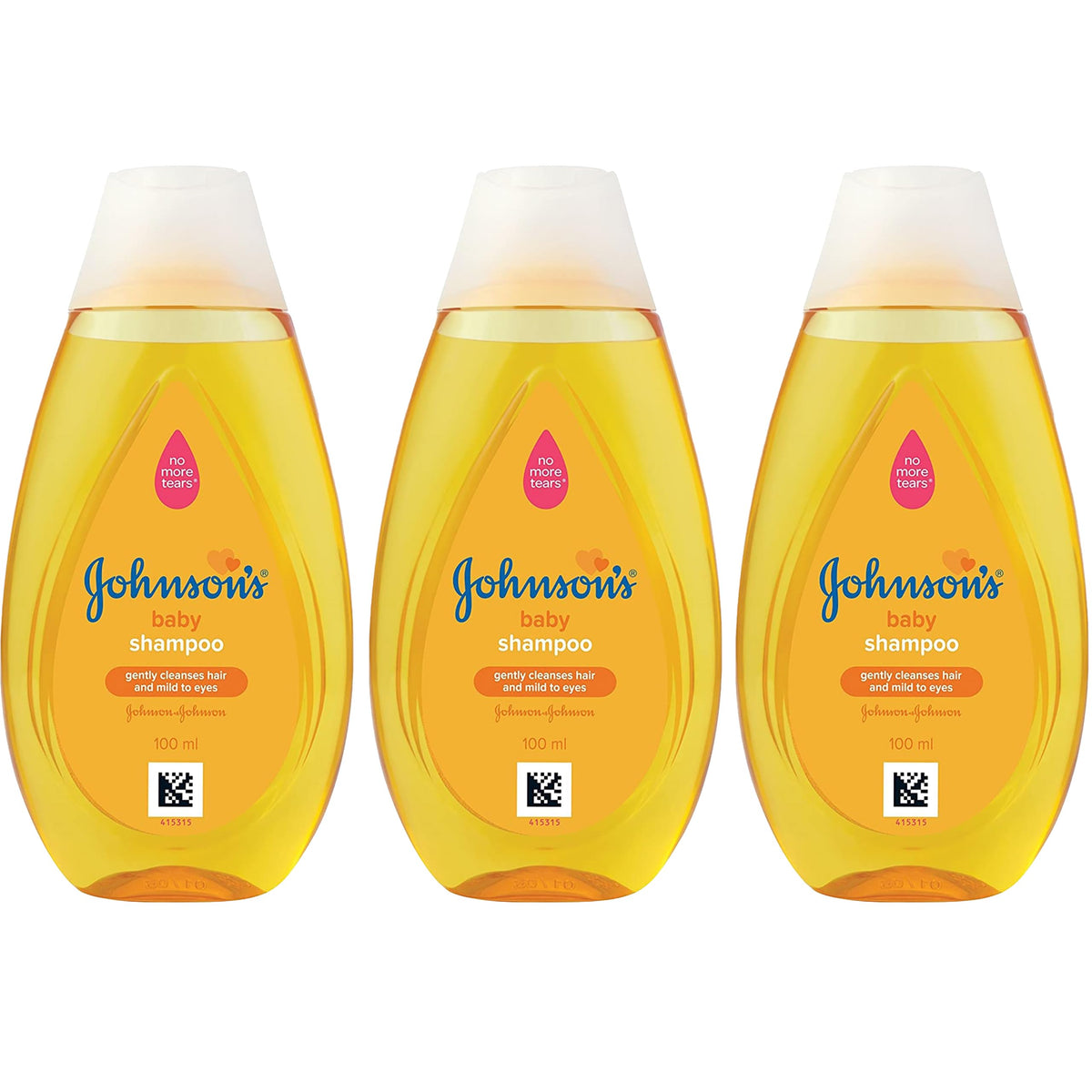 Johnson's Bebe champú de viaje, envase triple pack, limpieza suave para cabello y cuero cabelludo sensible.