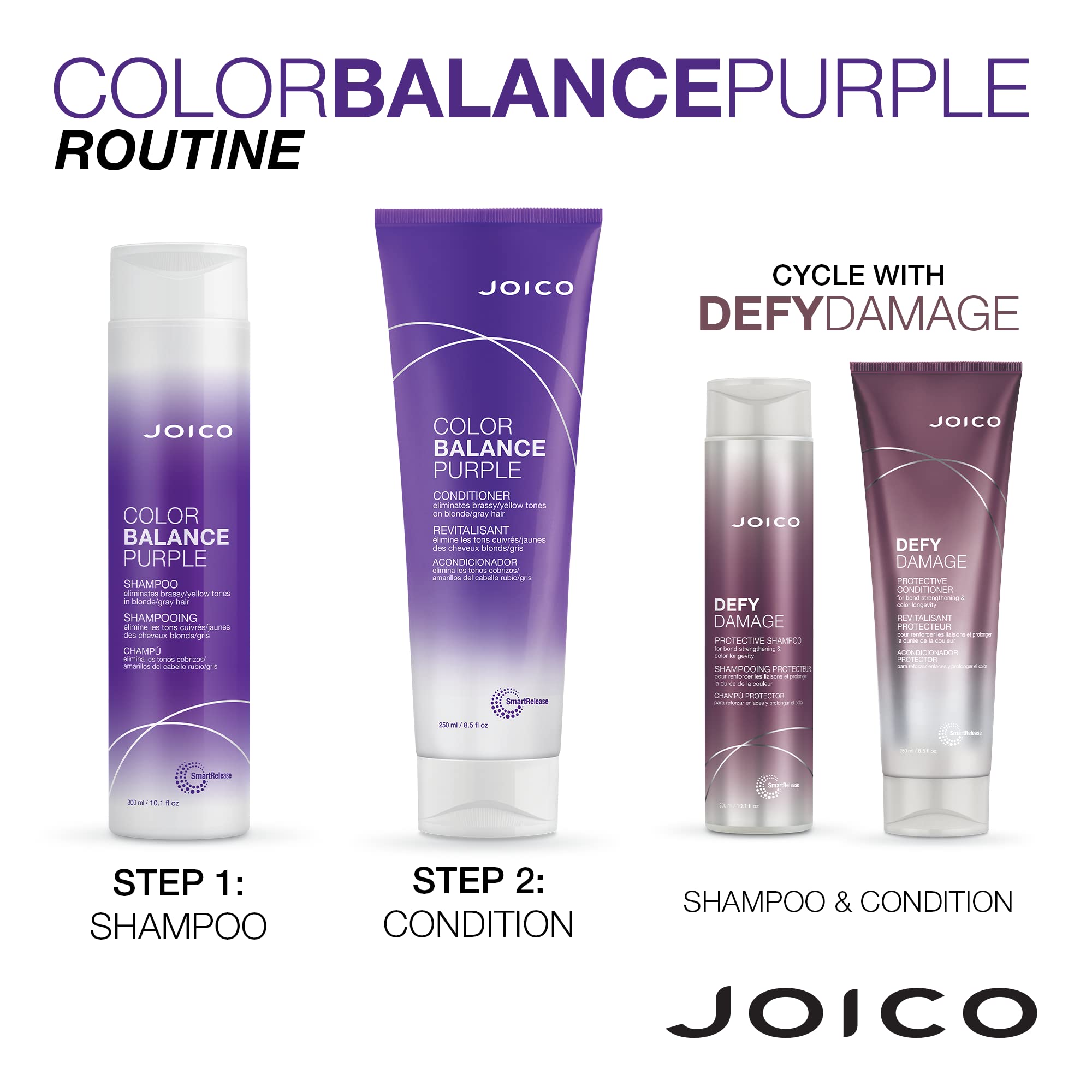 Cabello rubio o plateado mejora brillo y tono frío con Joico Purple.