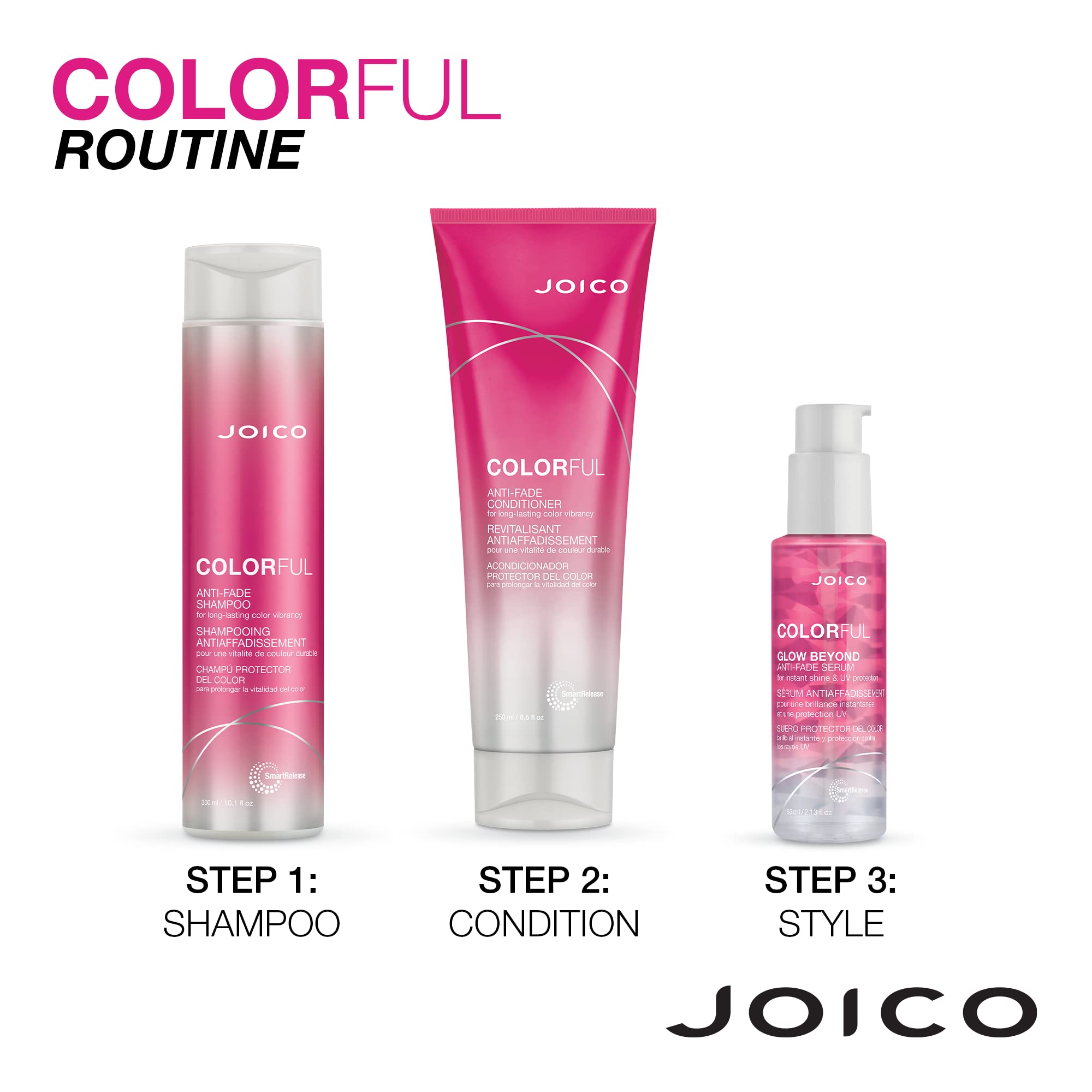 Joico Colorful Anti-Fade cabello más resistente, reduce el quiebre y cuida la estructura capilar