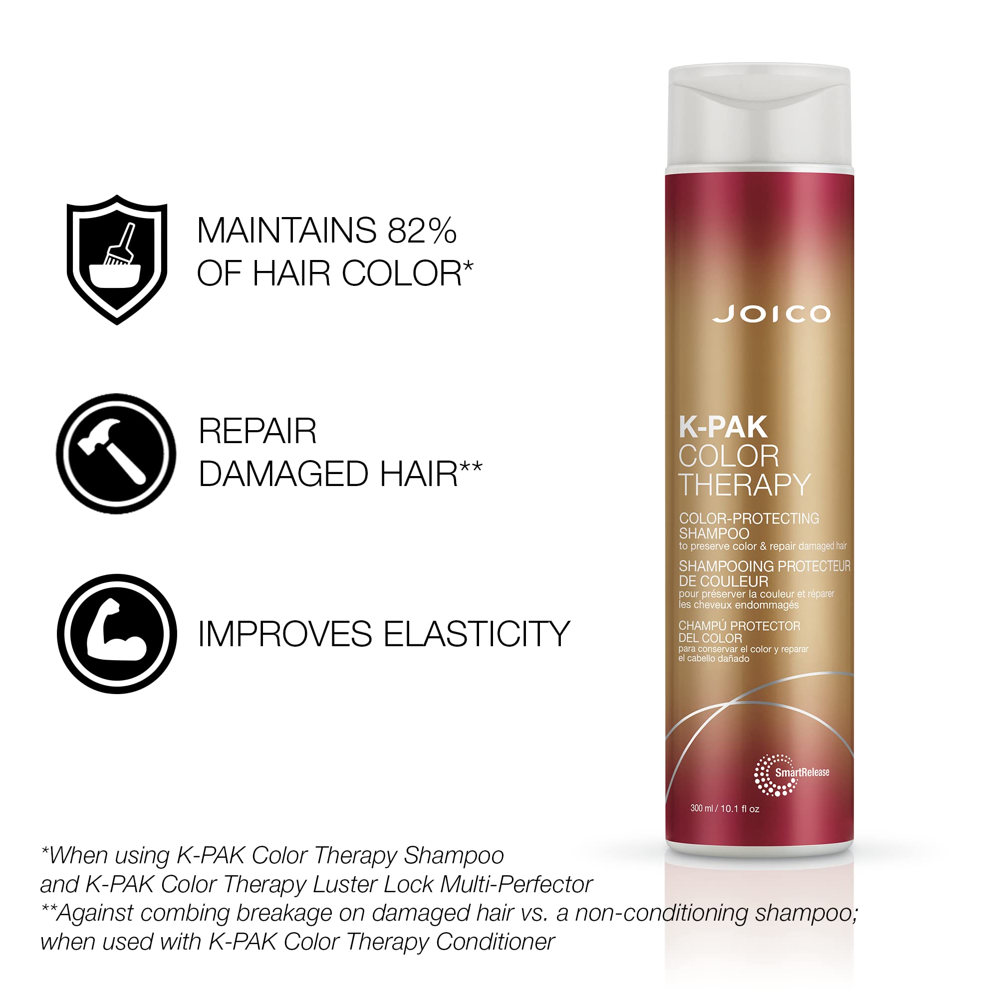 Espuma densa del champú Joico K-Pak Color Therapy para lavado suave.