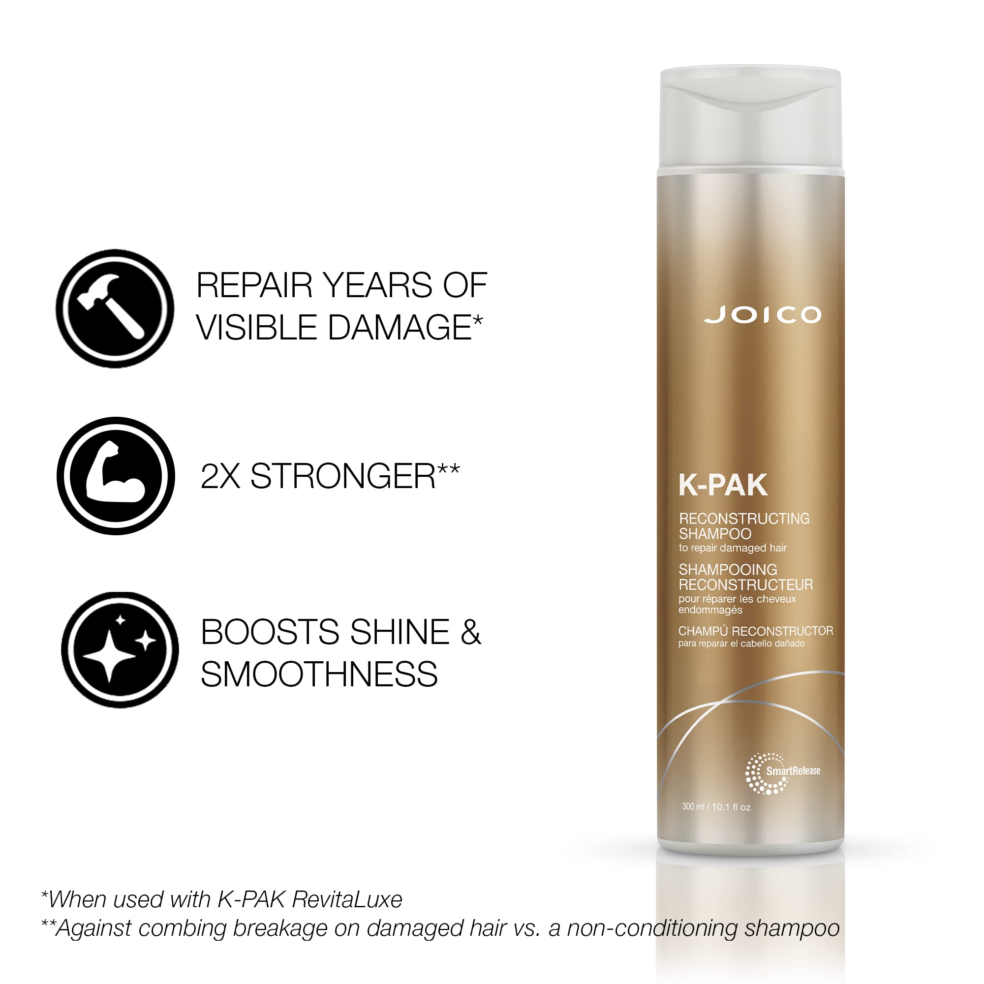 Joico K-PAK Daily Conditioner en botella frontal, nutrición diaria y mayor elasticidad.