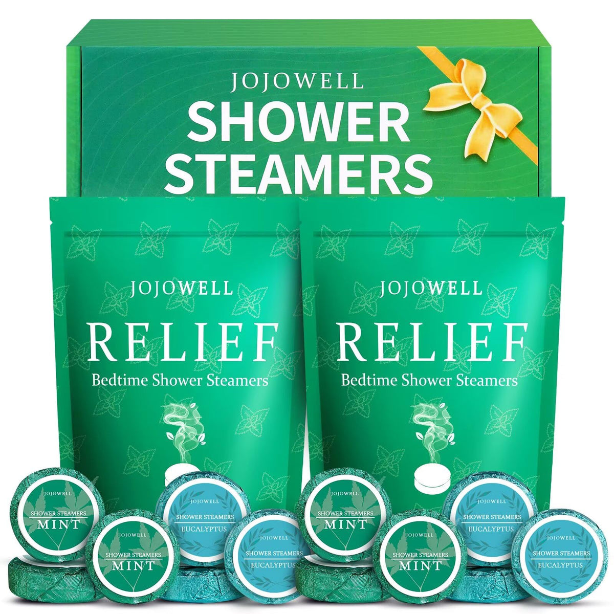 JoJowell bombas de ducha paquete 12 mentas y eucalipto para relajación en la ducha.